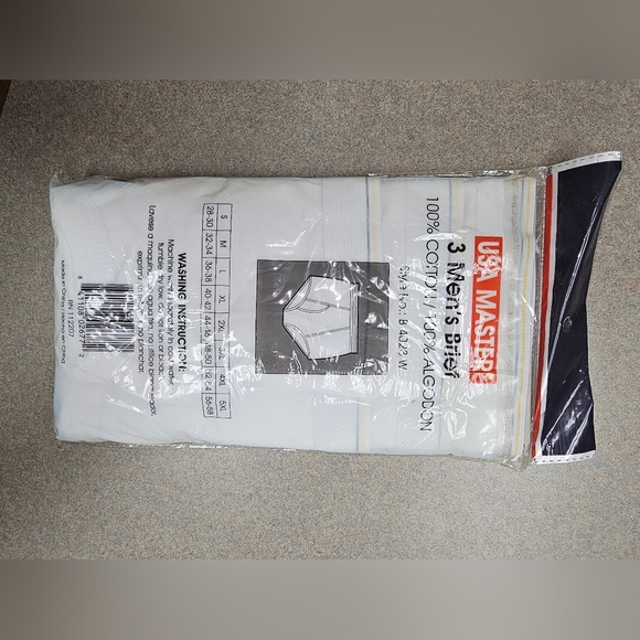 Vintage 90s Underwear White USA MASTER brief 100% Cotton XL (3 in package) - Picture 2 of 2